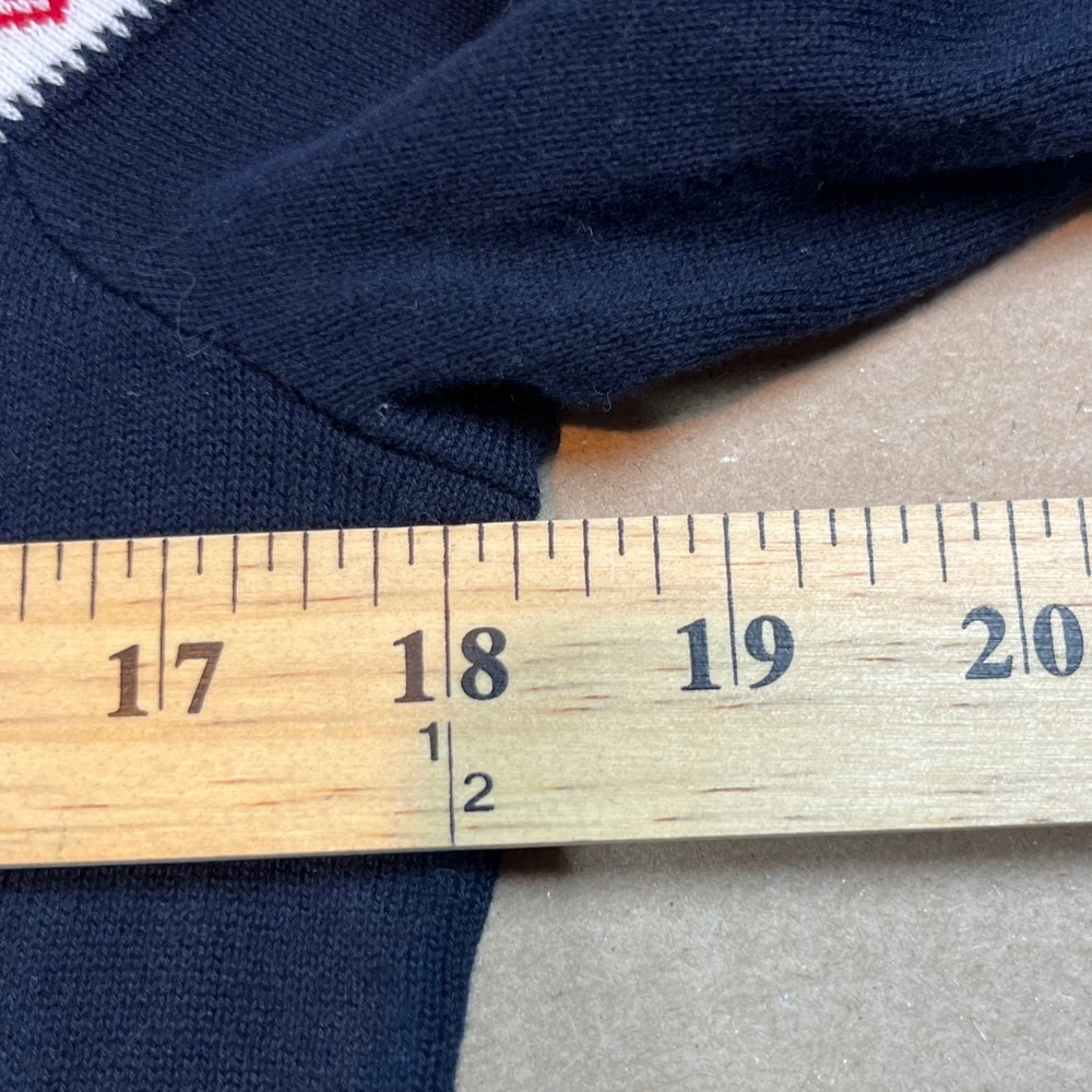 Tommy Hilfiger Womens Small Navy Blue Fair Isle Cotton V-Neck Sweater Christmas - Picture 9 of 10